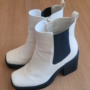 White and Black Boots